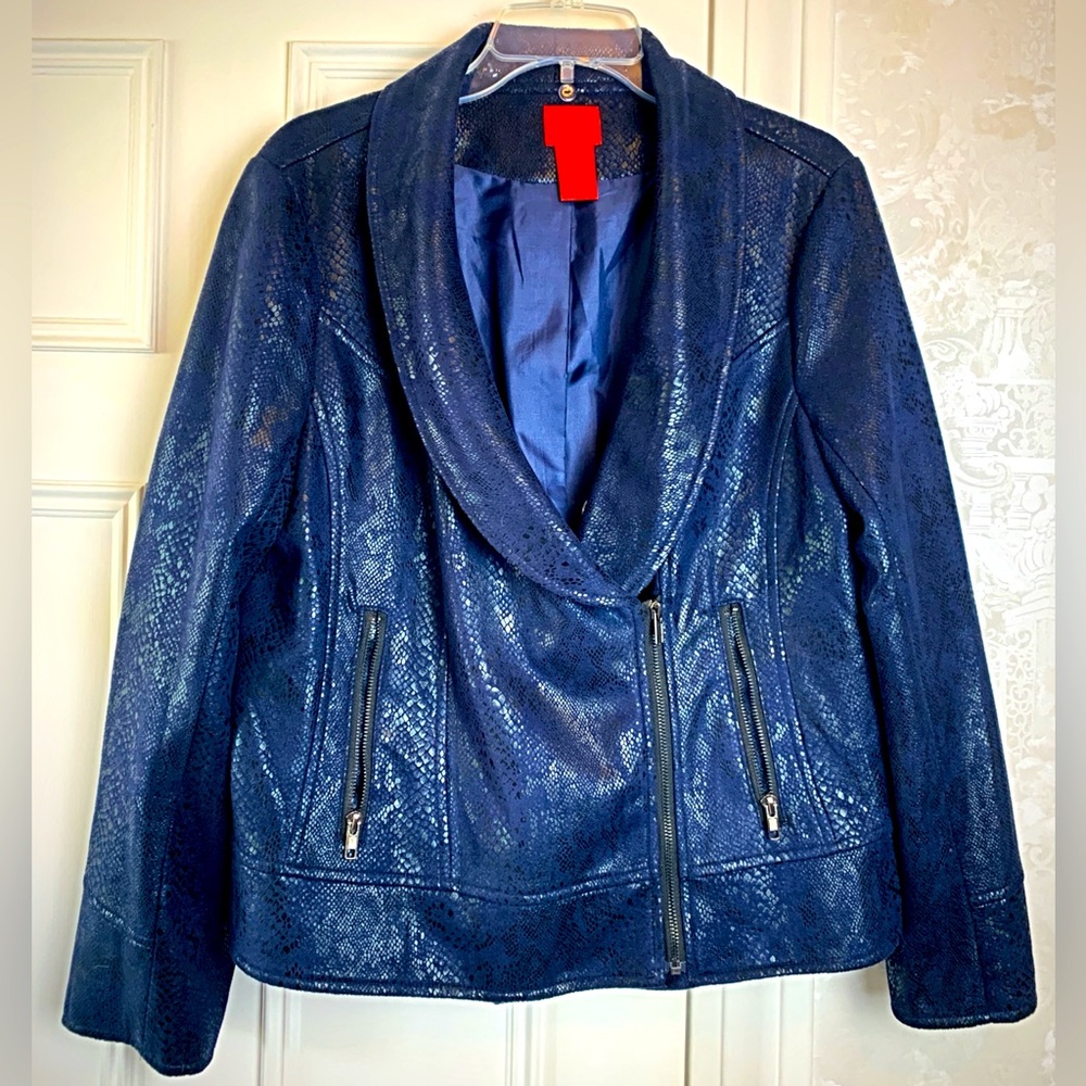 V Christina Faux Snakeskin jacket, Navy blue
